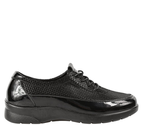 Pantofi sport, dama, FORMAZIONE, 181268ZL negru, piele intoarsa si piele lacuita