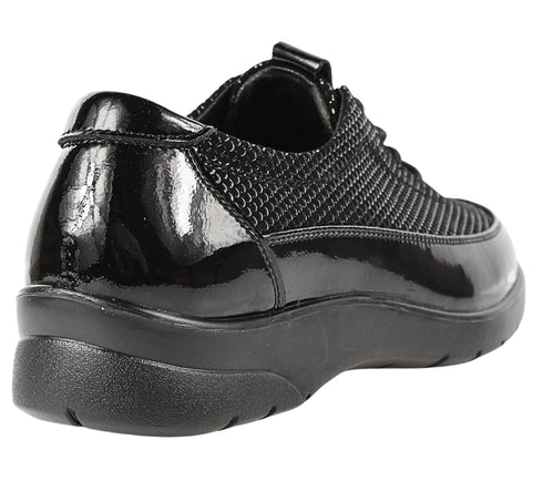 Pantofi sport, dama, FORMAZIONE, 181268ZL negru, piele intoarsa si piele lacuita