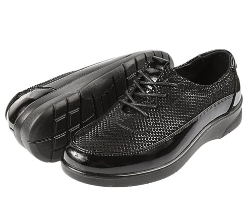 Pantofi sport, dama, FORMAZIONE, 181268ZL negru, piele intoarsa si piele lacuita