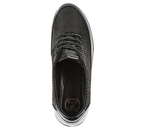 Pantofi sport, dama, FORMAZIONE, 181268ZL negru, piele intoarsa si piele lacuita