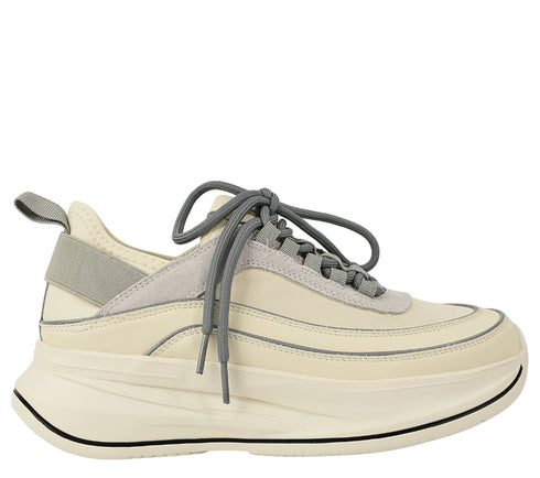 Pantofi sport, dama, FRANCO GERARDO, 2228 crem/gri, piele naturala