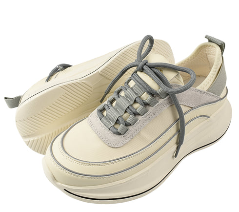 Pantofi sport, dama, FRANCO GERARDO, 2228 crem/gri, piele naturala