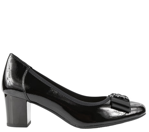 Pantofi eleganti, dama, KARISMA, JI50051D negru, piele lacuita, cu toc