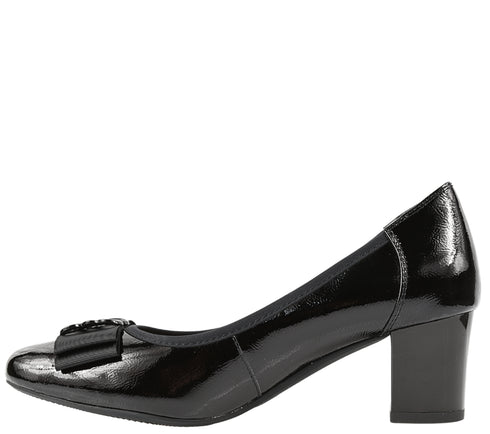 Pantofi eleganti, dama, KARISMA, JI50051D negru, piele lacuita, cu toc