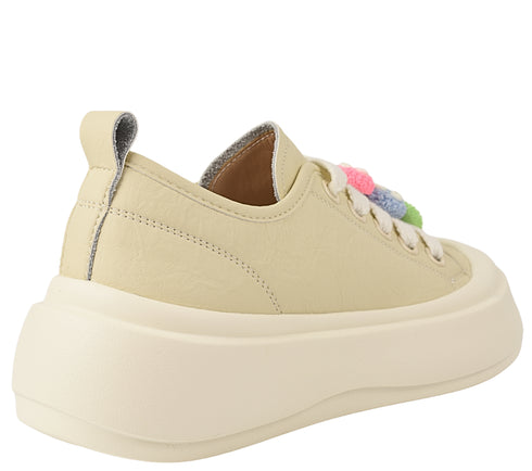 Pantofi sport, dama, PASS COLLECTION, MQ60013A crem, piele naturala