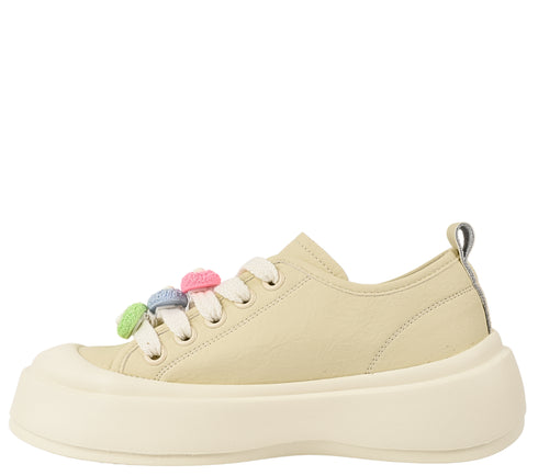 Pantofi sport, dama, PASS COLLECTION, MQ60013A crem, piele naturala