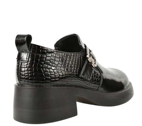 Pantofi casual, dama, PASS COLLECTION X470010, negru, piele naturala, cu toc