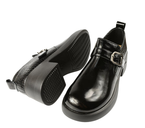 Pantofi casual, dama, PASS COLLECTION X470010, negru, piele naturala, cu toc