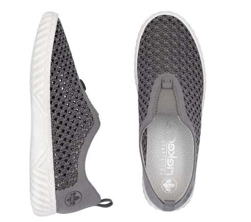 Pantofi casual, dama, RIEKER ANTISTRESS, N0965-43 gri, piele ecologica