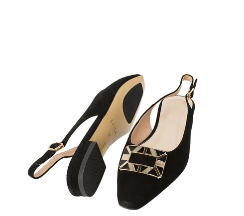 Sandale elegante, dama, EPICA, K380010B negru, piele intoarsa, toc