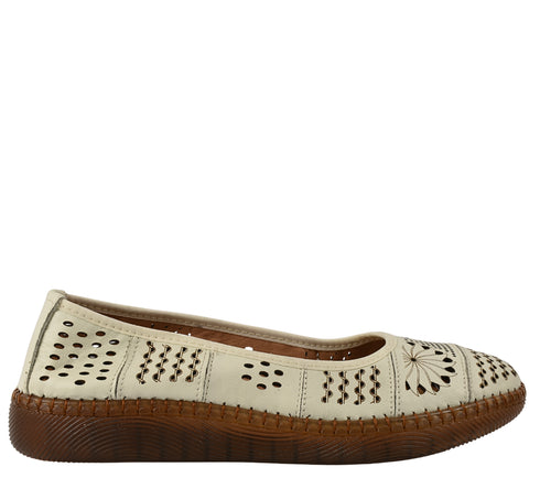 Pantofi casual, dama, FEELING, 5886 alb, piele naturala