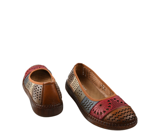 Pantofi casual, dama, FEELING, 5886 rosu, piele naturala