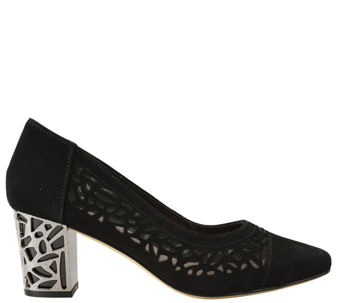 Pantofi eleganti, dama, EPICA, JI60065C negru, piele intoarsa, cu toc