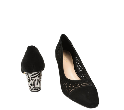 Pantofi eleganti, dama, EPICA, JI60065C negru, piele intoarsa, cu toc