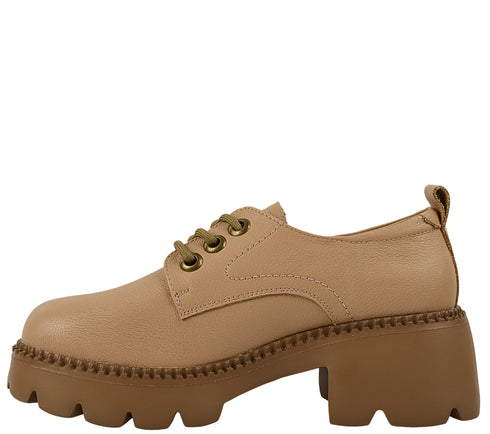 Pantofi casual, dama, ADA SHOES, 66922 bej, piele naturala