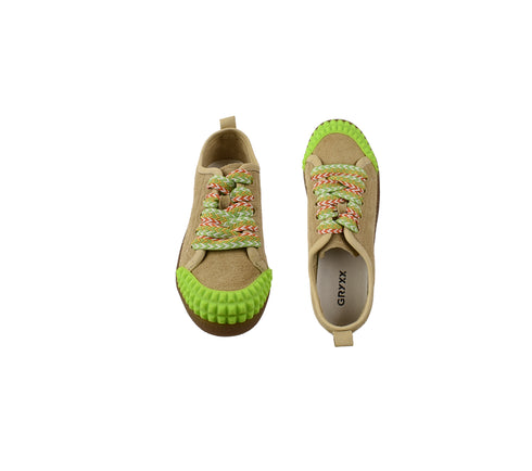 Tenisi dama, GRYXX, 6LMQ80003A bej-verde, piele intoarsa