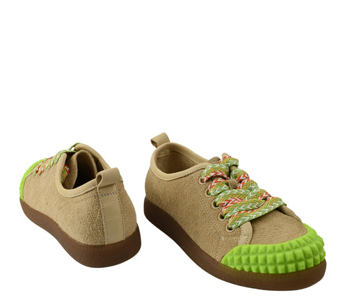 Tenisi dama, GRYXX, 6LMQ80003A bej-verde, piele intoarsa