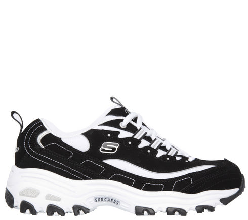 Pantofi sport, dama, SKECHERS D'LITES BIGGEST FAN 11930-BKW negru, piele intoarsa si piele ecologica