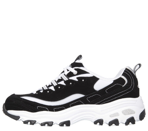 Pantofi sport, dama, SKECHERS D'LITES BIGGEST FAN 11930-BKW negru, piele intoarsa si piele ecologica