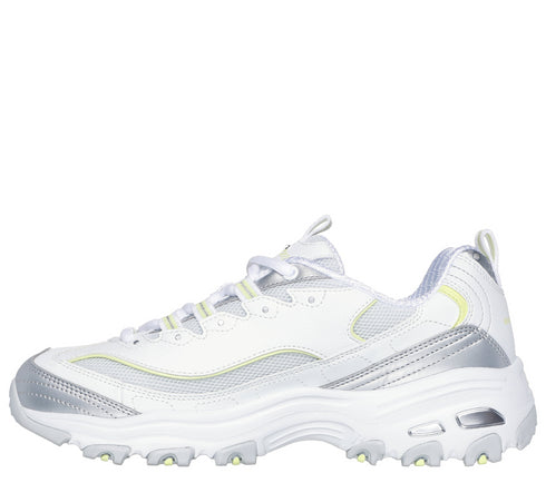 Pantofi sport, dama, SKECHERS D'LITES CHROMATIC 150246-WSLM alb, piele ecologica si textil