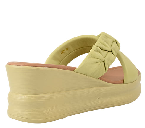 Papuci casual, dama, FORMAZIONE, 49011 galben, piele naturala, platforma