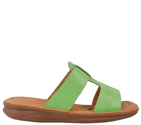 Papuci casual, dama, FORMAZIONE, 50031 verde, piele naturala