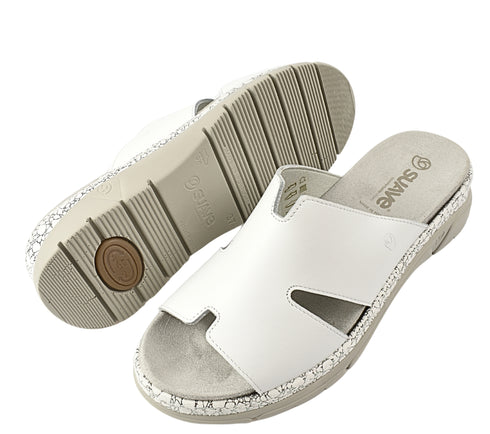 Papuci casual, dama, SUAVE AIR FUNCTION SYSTEM, 12521 alb, piele naturala