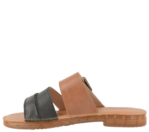 Papuci casual, dama, PASS COLLECTION, XA60016A negru, piele naturala