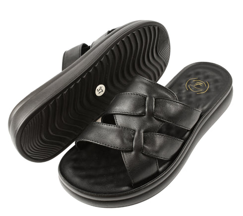 Papuci casual, dama, FORMAZIONE, 28-29 negru, piele naturala