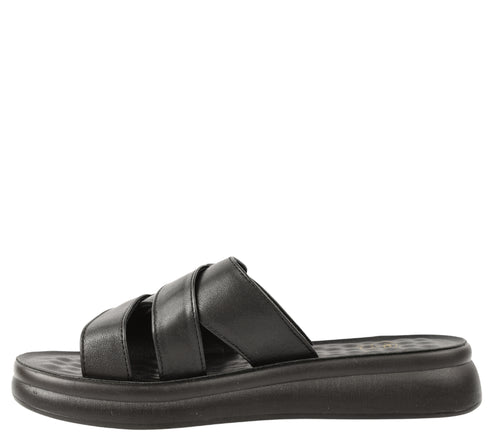 Papuci casual, dama, FORMAZIONE, 28-29 negru, piele naturala