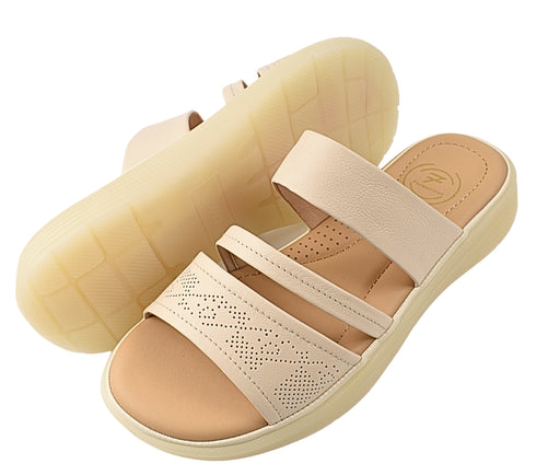 Papuci casual, dama, FORMAZIONE, 33191 crem, piele naturala