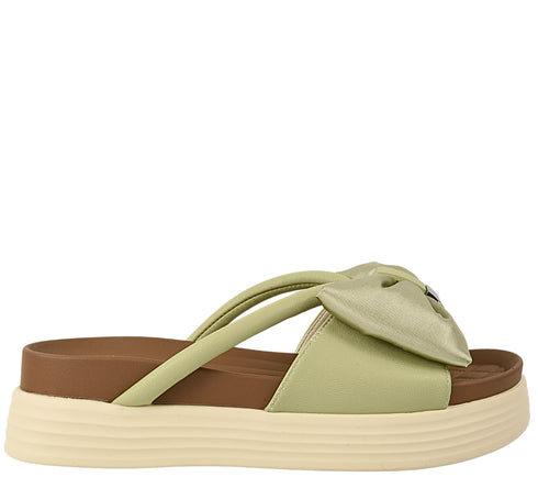 Papuci casual, dama, FORMAZIONE, TP637 verde, piele naturala