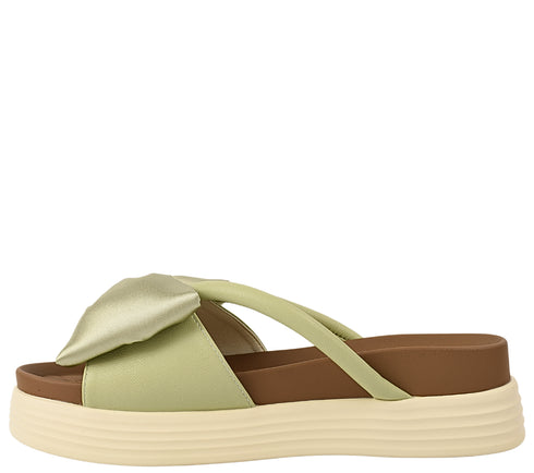 Papuci casual, dama, FORMAZIONE, TP637 verde, piele naturala