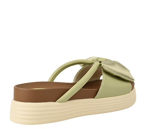 Papuci casual, dama, FORMAZIONE, TP637 verde, piele naturala