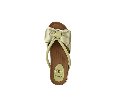 Papuci casual, dama, FORMAZIONE, TP637 verde, piele naturala