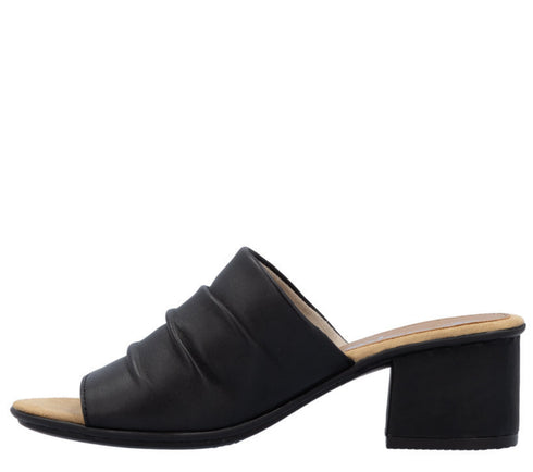 Papuci casual, dama, RIEKER ANTISTRESS, 64687-00 negru, piele ecologica