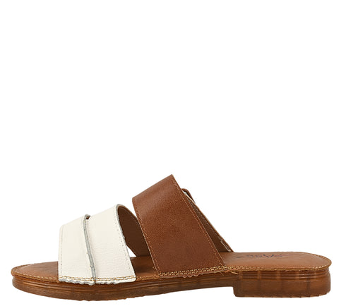 Papuci casual, dama, PASS COLLECTION, XA60016B alb, piele naturala