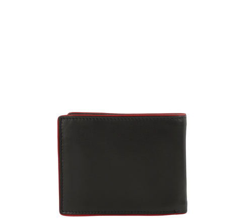 Portofel casual, barbati, COVERI, 1120 negru-rosu, piele naturala