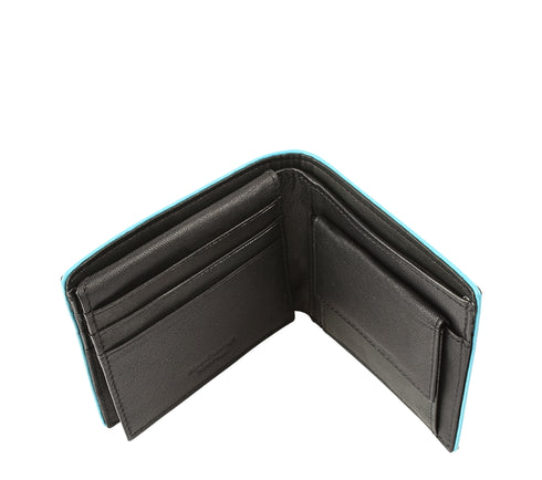 Portofel casual, barbati, COVERI, 1120 negru-albastru, piele naturala