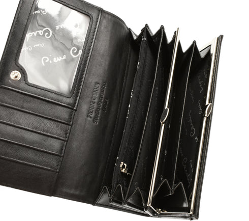 Portofel casual, dama, PIERRE CARDIN 100, negru, piele lacuita
