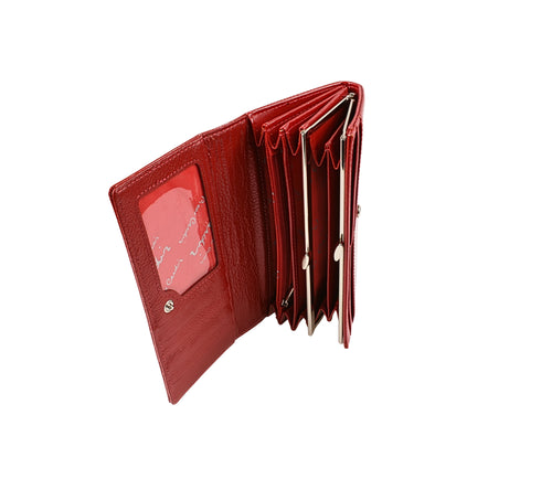 Portofel casual, dama, PIERRE CARDIN 100, rosu, piele lacuita