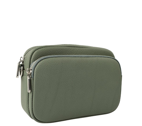 Poseta casual, dama, ADA SHOES, 79012, verde, piele naturala