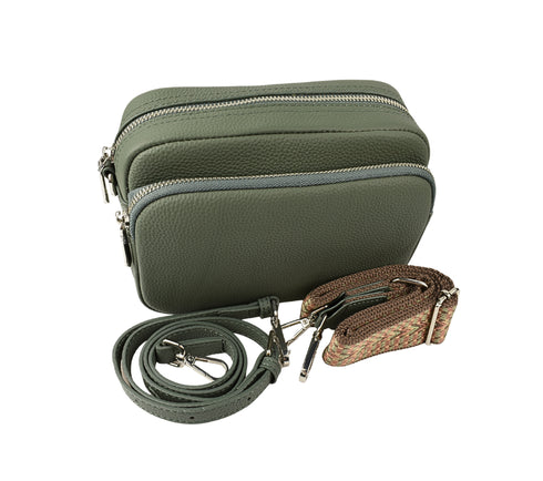 Poseta casual, dama, ADA SHOES, 79012, verde, piele naturala