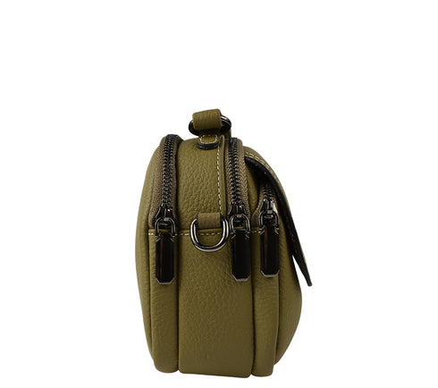 Poseta casual, dama, ADA SHOES, 8717, kaki, piele naturala