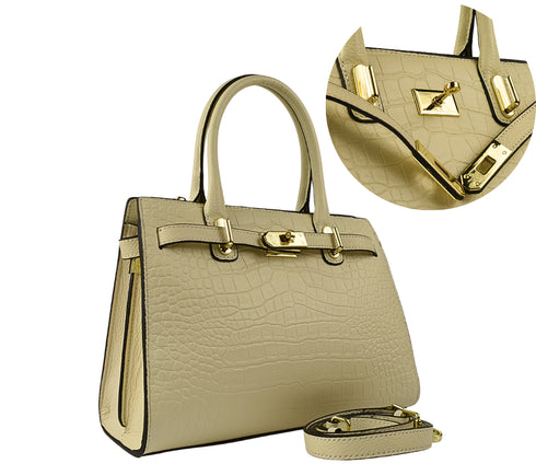 Poseta casual, dama, ADA SHOES, 6789, crem, piele naturala