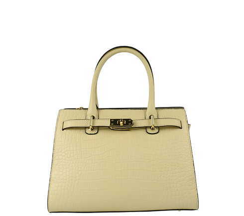 Poseta casual, dama, ADA SHOES, 6789, crem, piele naturala