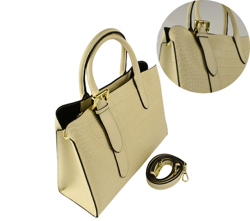 Poseta casual, dama, ADA SHOES, DFB-369, crem, piele naturala