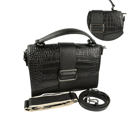 Poseta casual, dama, ADA SHOES, 5678, negru, piele naturala