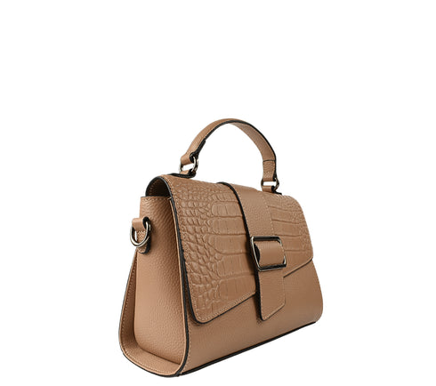 Poseta casual, dama, ADA SHOES, 5678, taupe, piele naturala