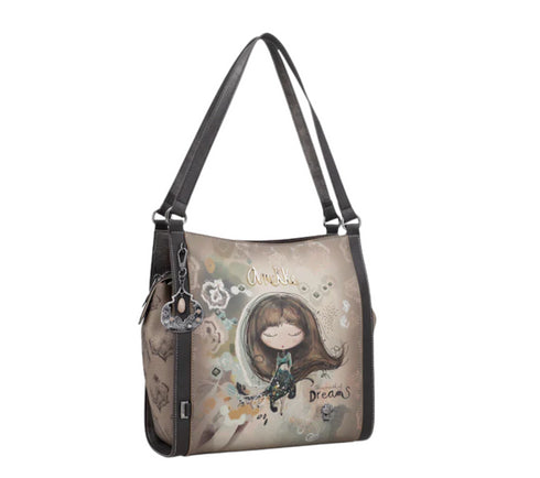 Poseta casual, dama, ANEKKE 41702-204, gri, piele ecologica